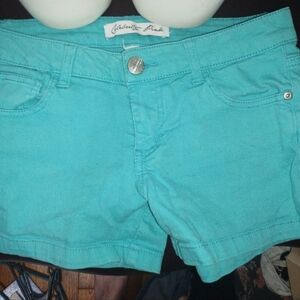 Celebrity Pink Teal Denim Shorts Sz 5